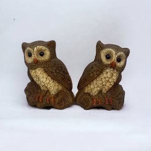 Vtg Owls Set of 2 Foam Wall Plaque Decor Hanging MCM 1970s  7" Tall Birds Cabin